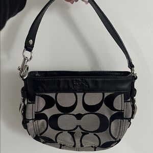 Coach Signature Shoulder Bag with Leather Trim